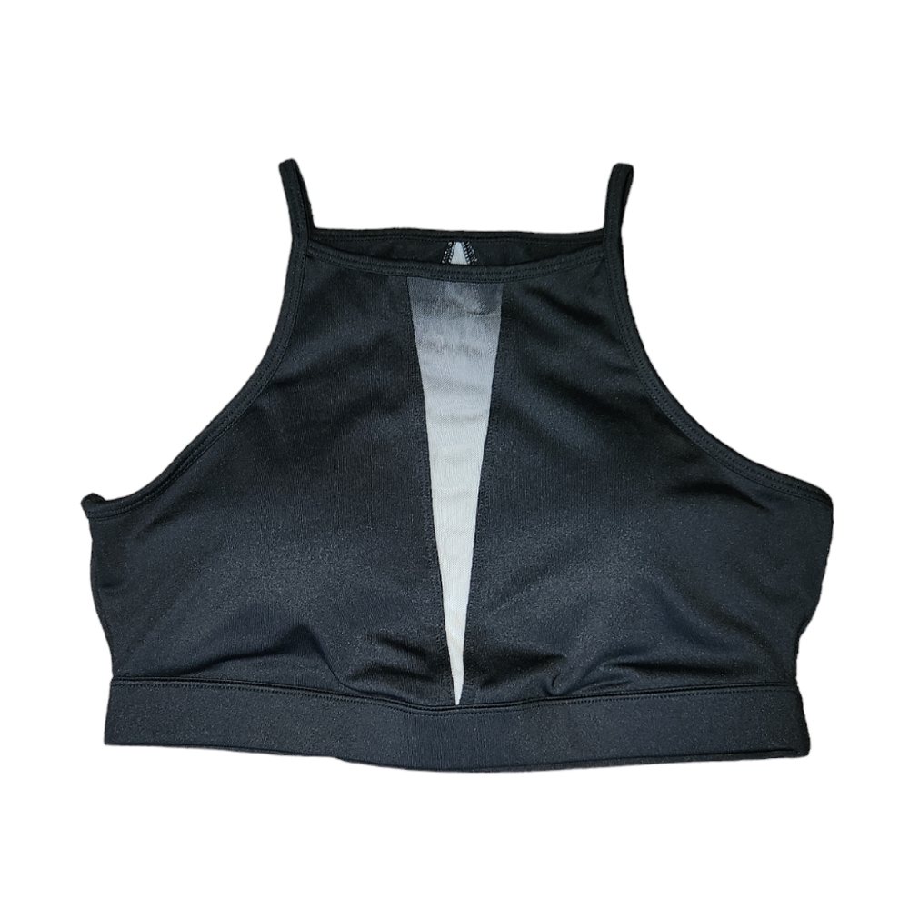 C&C California Black & White Mesh Sports Bra Work Out Top - Large